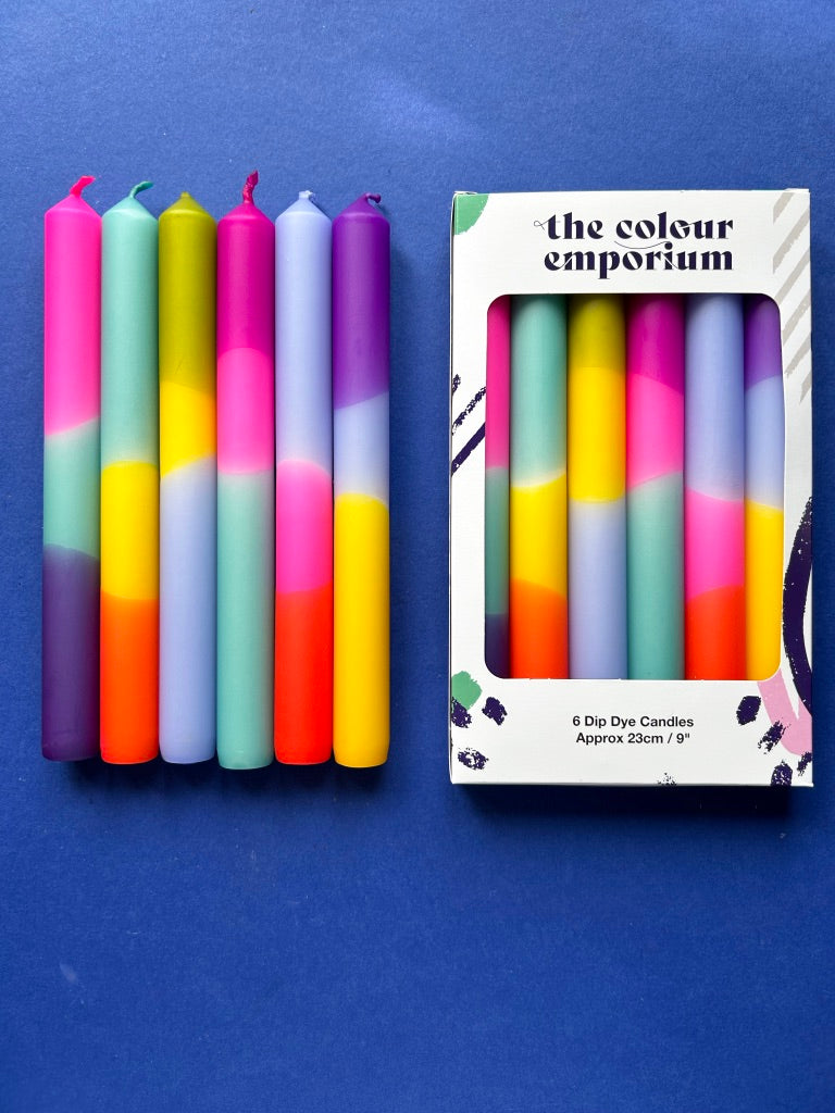 VIBRANT HUES Dip Dye Dinner Candles set of 6