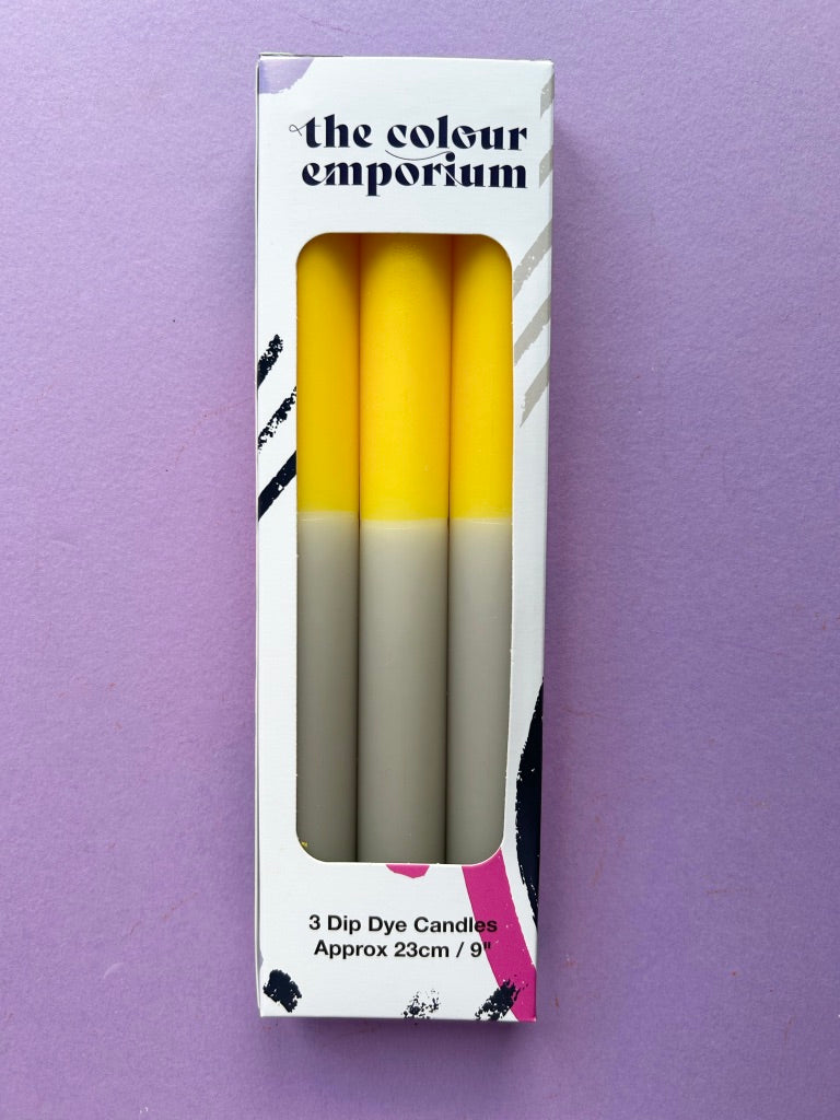 CANARY CLOUDS Dip Dye Dinner Candle Trio