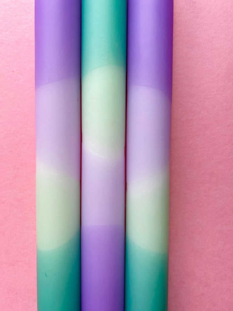LAVENDER FIELDS Dip Dye Dinner Candle Trio