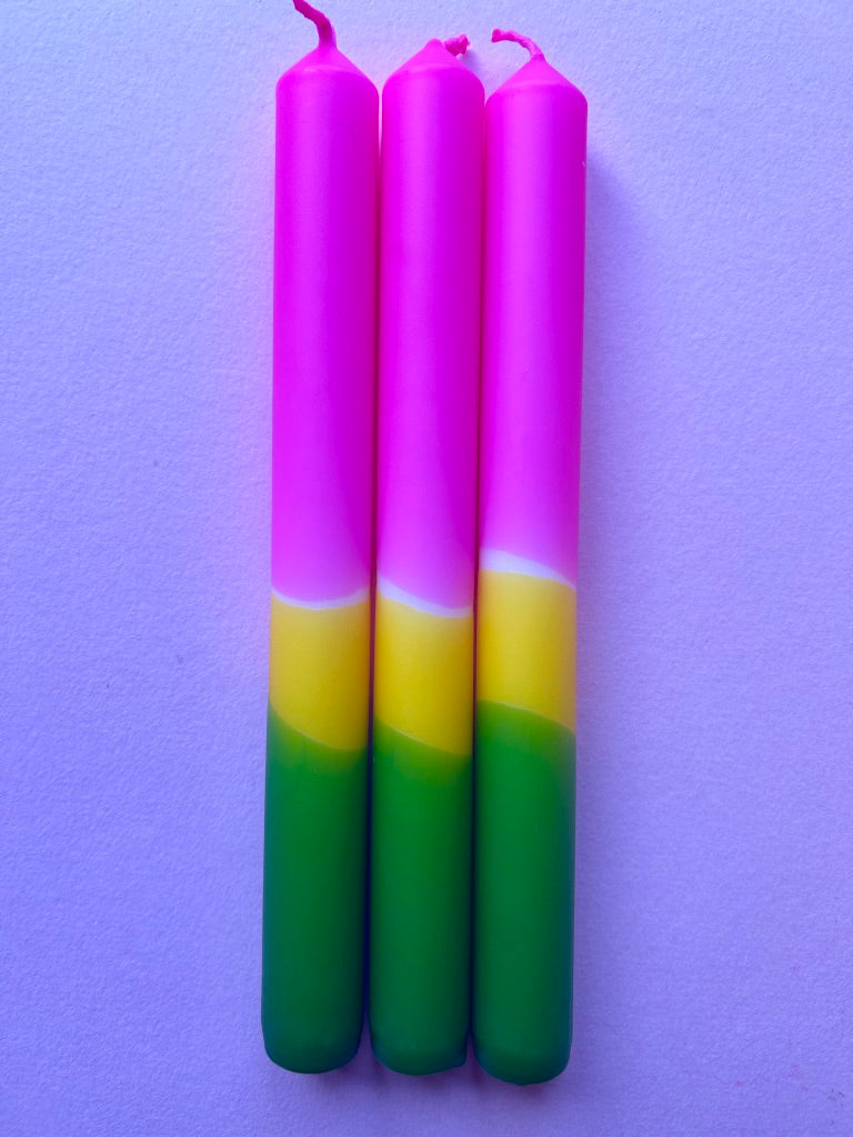 CLUB TROPICANA Dip Dye Dinner Candle Trio