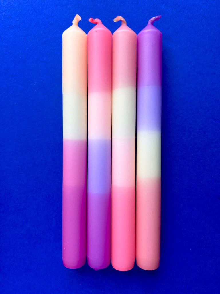 TENDER TULIPS Dip Dye Dinner Candles set of 4
