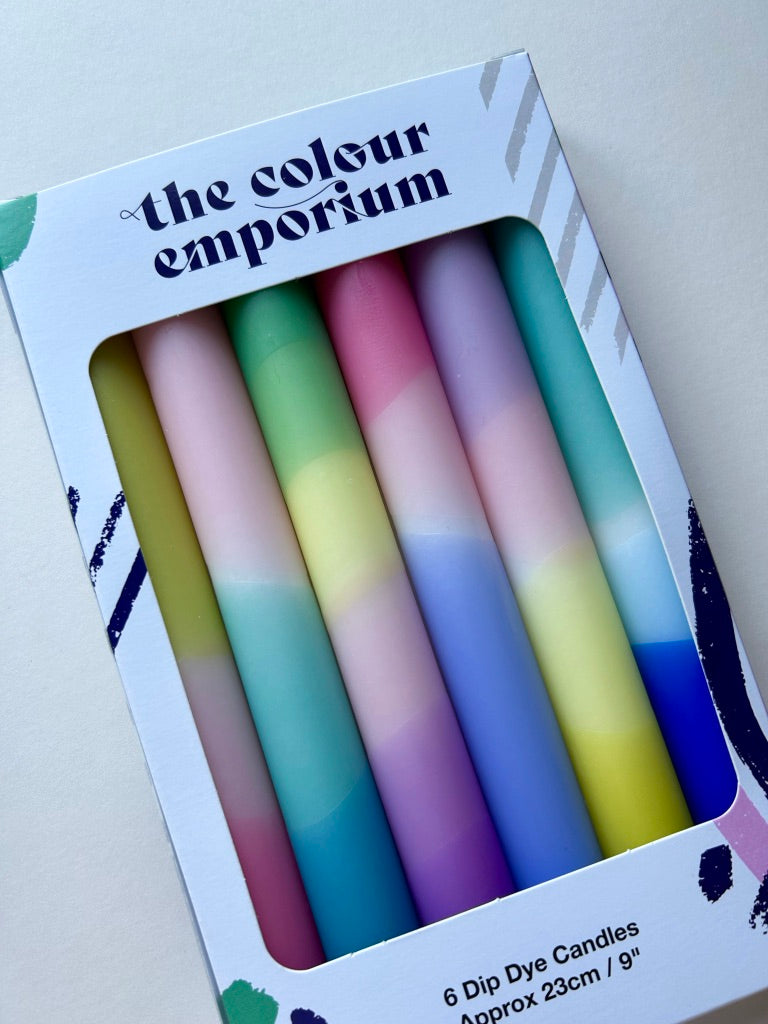 BESTSELLING PASTELS Dip Dye Dinner Candles set of 6