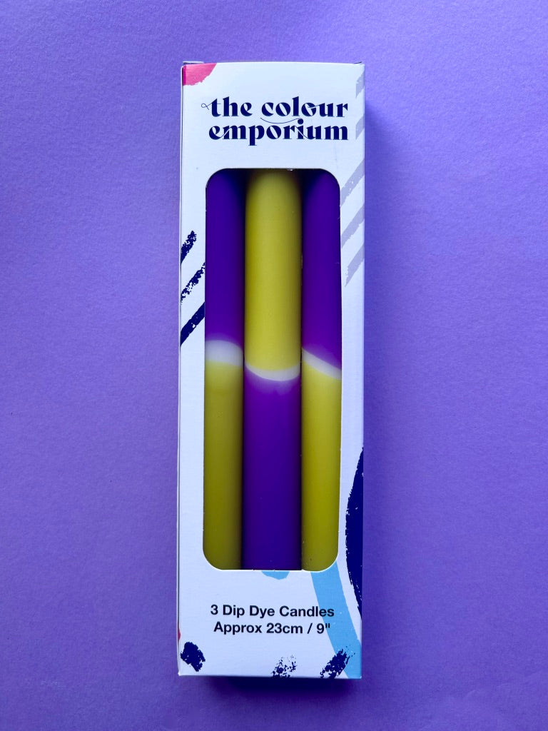 OLIVE BRANCH Dip Dye Dinner Candle Trio