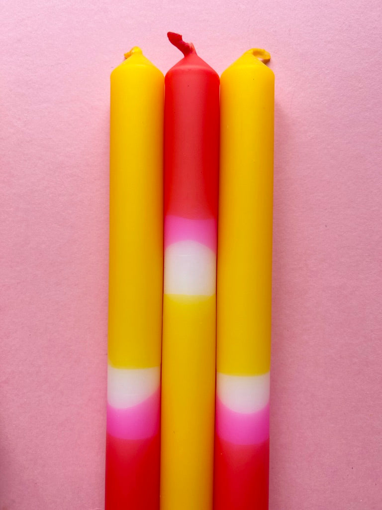 FRUIT SALAD Dip Dye Dinner Candle Trio