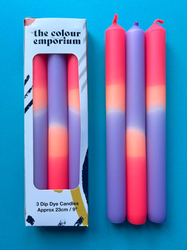 TUTTI FRUTTI Dip Dye Dinner Candles Trio