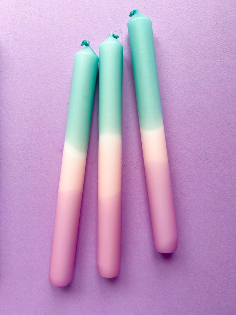 BLISSFUL BLOSSOMS Dip Dye Dinner Candles Trio