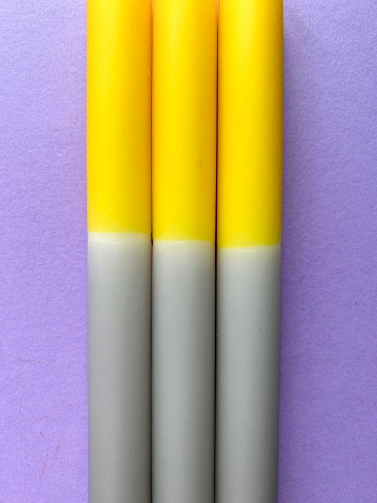 CANARY CLOUDS Dip Dye Dinner Candle Trio