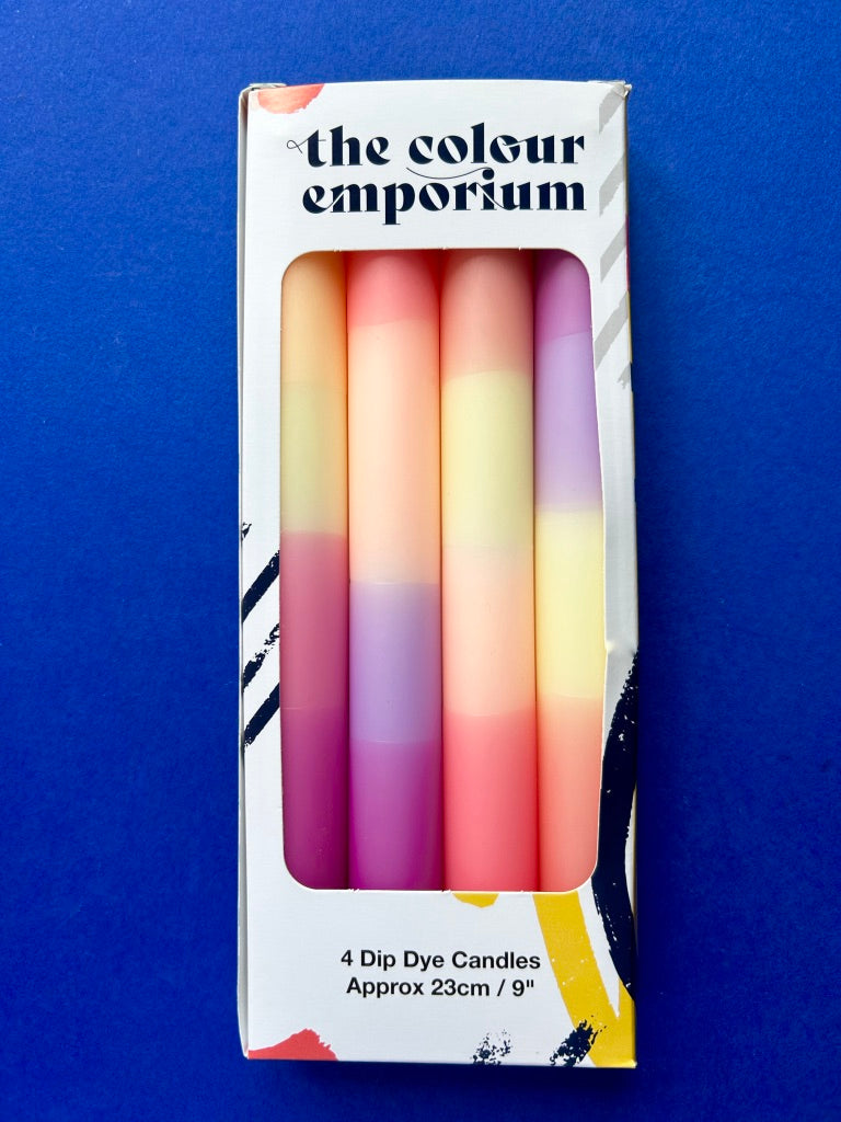 TENDER TULIPS Dip Dye Dinner Candles set of 4