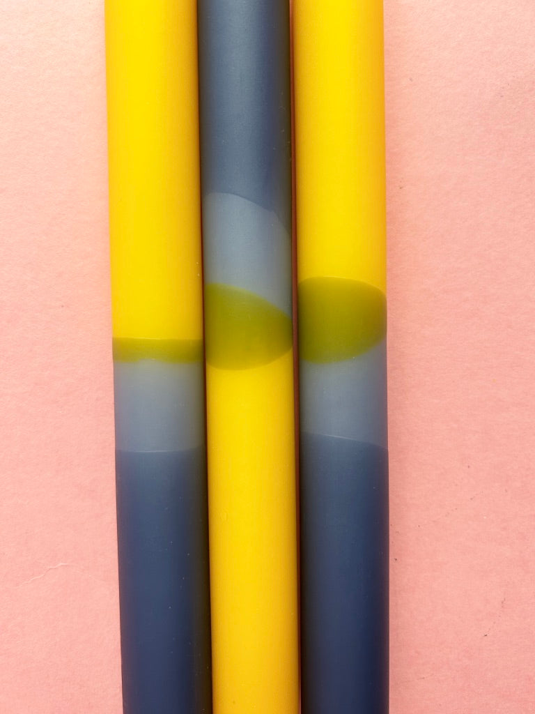 SUNNY SEA Dip Dye Dinner Candle Trio