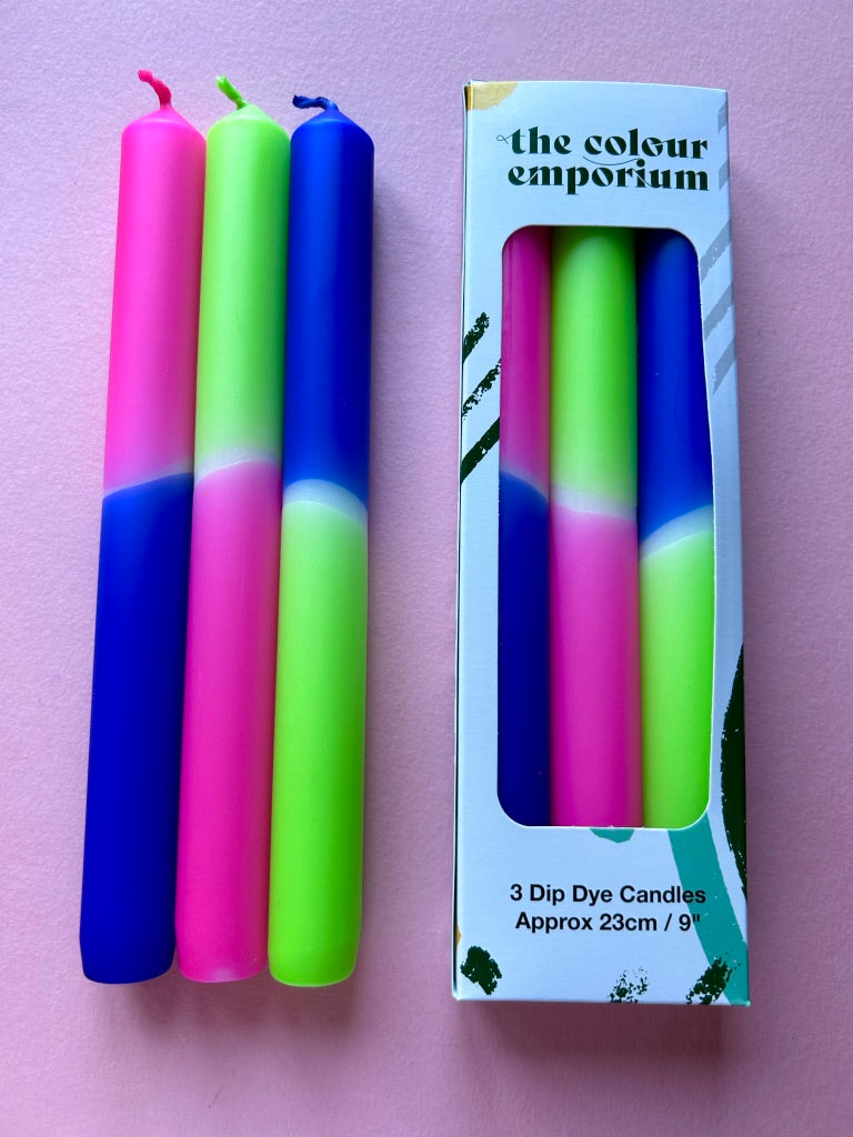 NEON SUIT - Dip Dye Dinner Candle Trio