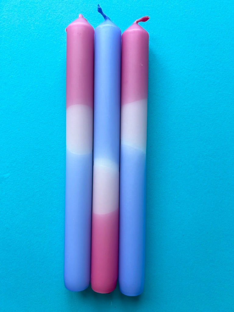 PASTEL BOUQUET Dip Dye Dinner Candles Trio