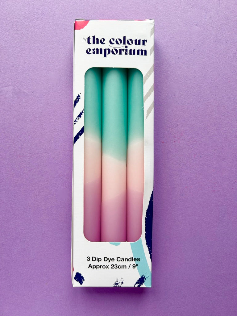 BLISSFUL BLOSSOMS Dip Dye Dinner Candles Trio