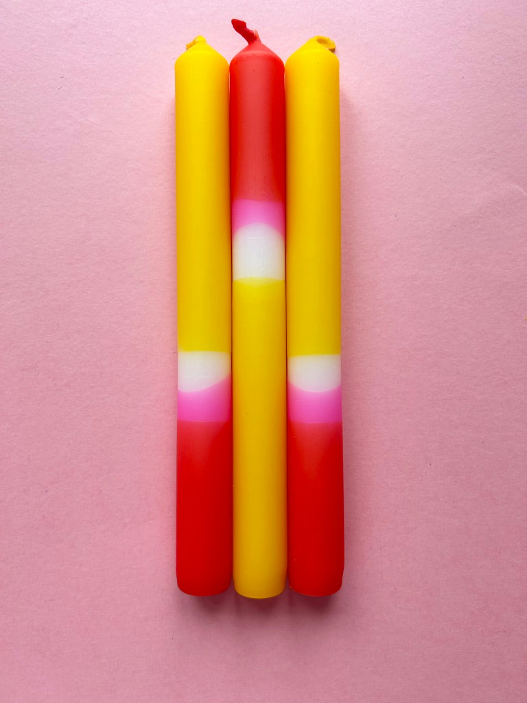 FRUIT SALAD Dip Dye Dinner Candle Trio