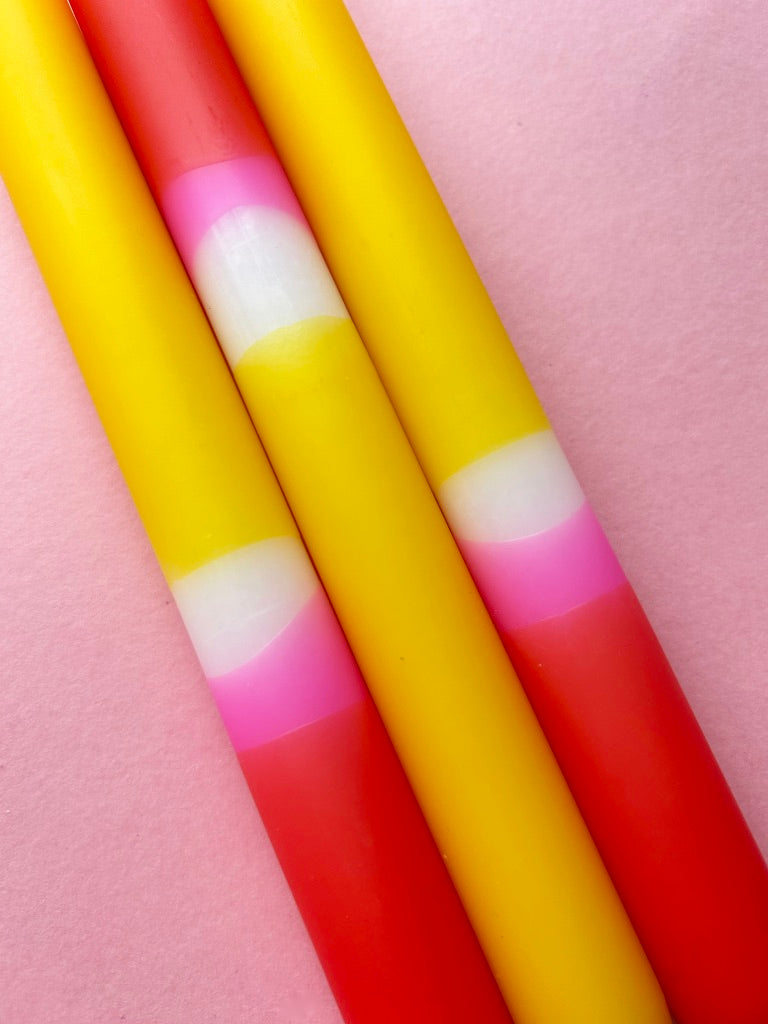 FRUIT SALAD Dip Dye Dinner Candle Trio