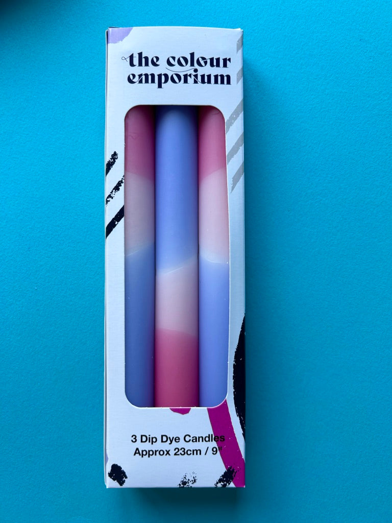 PASTEL BOUQUET Dip Dye Dinner Candles Trio