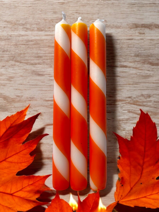 TANGERINE TWISTS Dip Dye Dinner Candle Trio