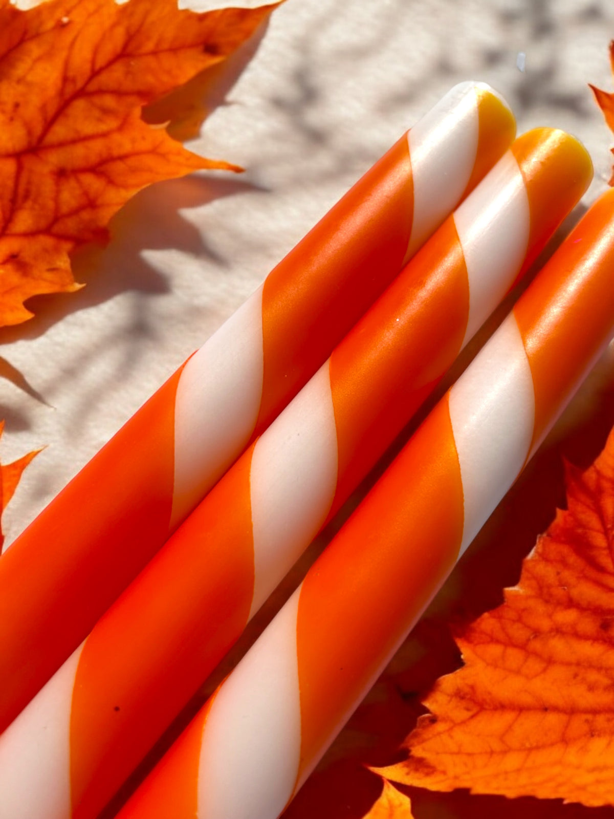 TANGERINE TWISTS Dip Dye Dinner Candle Trio