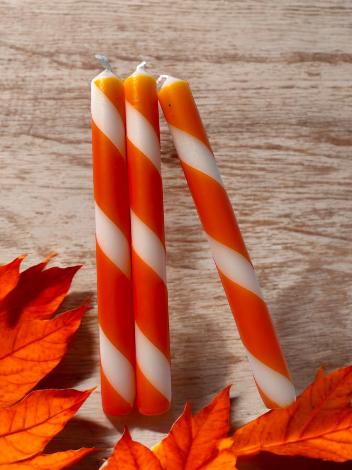 TANGERINE TWISTS Dip Dye Dinner Candle Trio