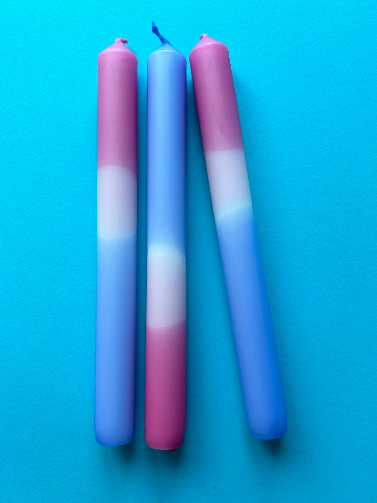 PASTEL BOUQUET Dip Dye Dinner Candles Trio