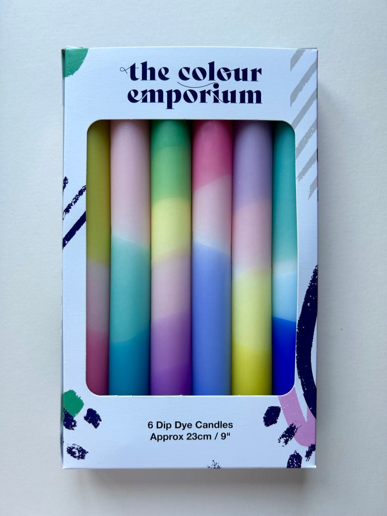 BESTSELLING PASTELS Dip Dye Dinner Candles set of 6