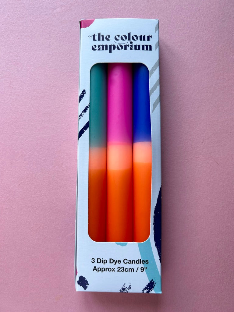 MIAMI BRIGHTS - Dip Dye Dinner Candle Trio