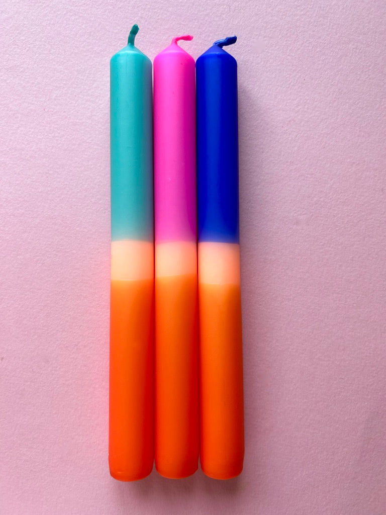 MIAMI BRIGHTS - Dip Dye Dinner Candle Trio