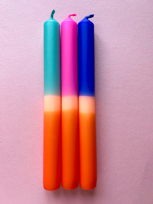MIAMI BRIGHTS - Dip Dye Dinner Candle Trio
