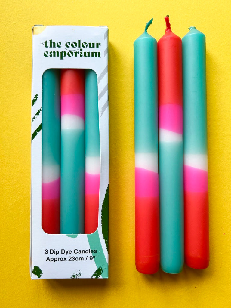 SUMMER JAM Dip Dye Dinner Candle Trio