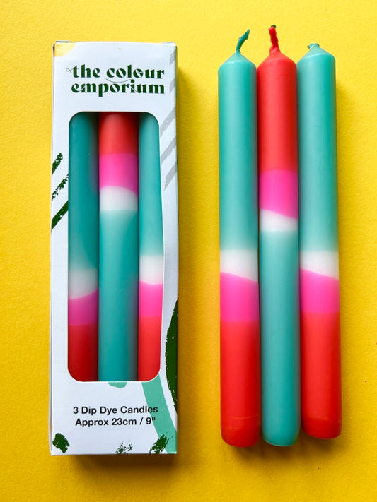 SUMMER JAM Dip Dye Dinner Candle Trio