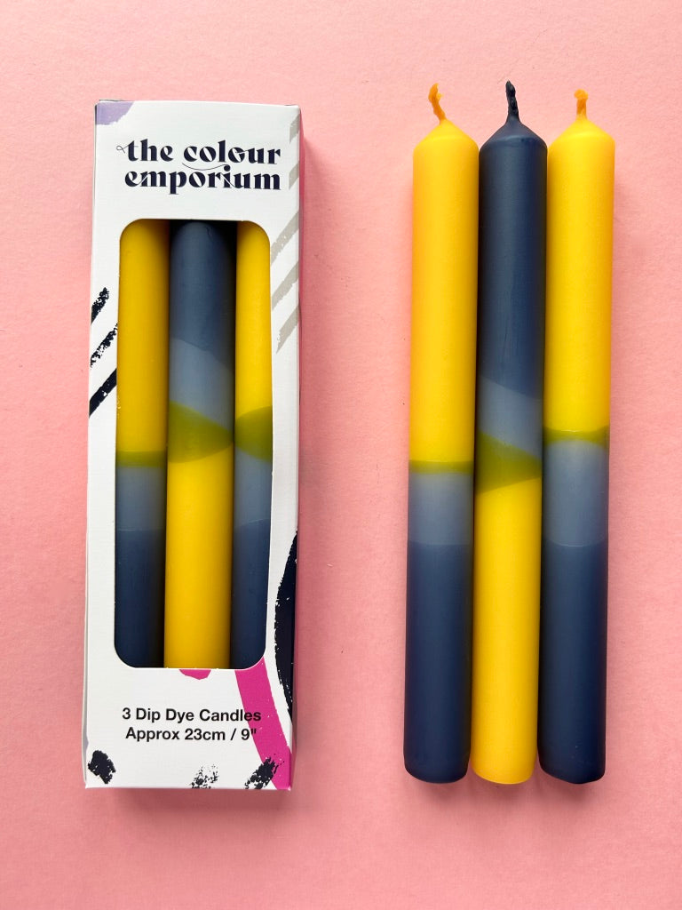SUNNY SEA Dip Dye Dinner Candle Trio