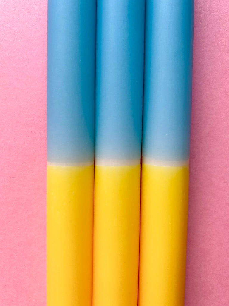 SWEDISH SUMMER Dip Dye Dinner Candles Trio