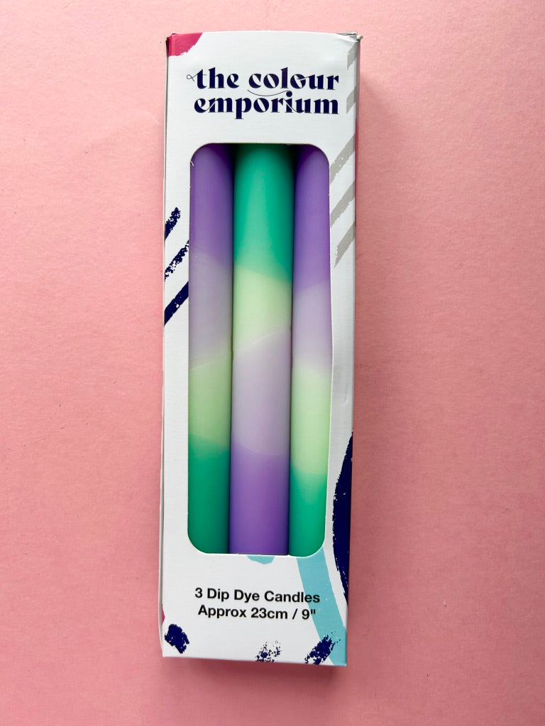 LAVENDER FIELDS Dip Dye Dinner Candle Trio