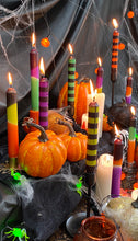 Load image into Gallery viewer, WITCHES HATS SLIME Dip Dye Dinner Candle Trio
