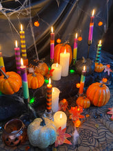Load image into Gallery viewer, WITCHES HATS SLUDGE Dip Dye Dinner Candle Trio
